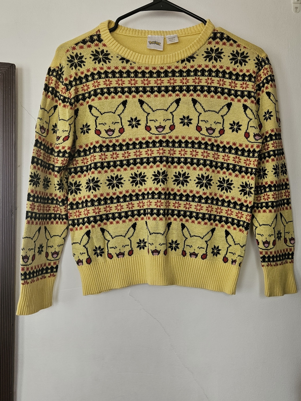 Pokemon Yellow Pikachu Fair Isle Knit Sweater.